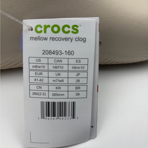 Crocs Mellow Recovery Clog Bone Neutral Slip-On – M8 / W10 (NWT) - Picture 5 of 6